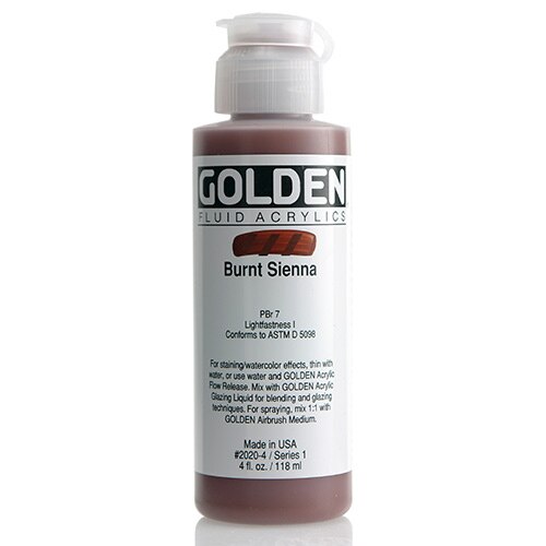 Golden, Fluid Acrylic, Paint, 4oz, Burnt Sienna